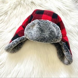 (❤️3/$30) Red & black plaid kids winter hat